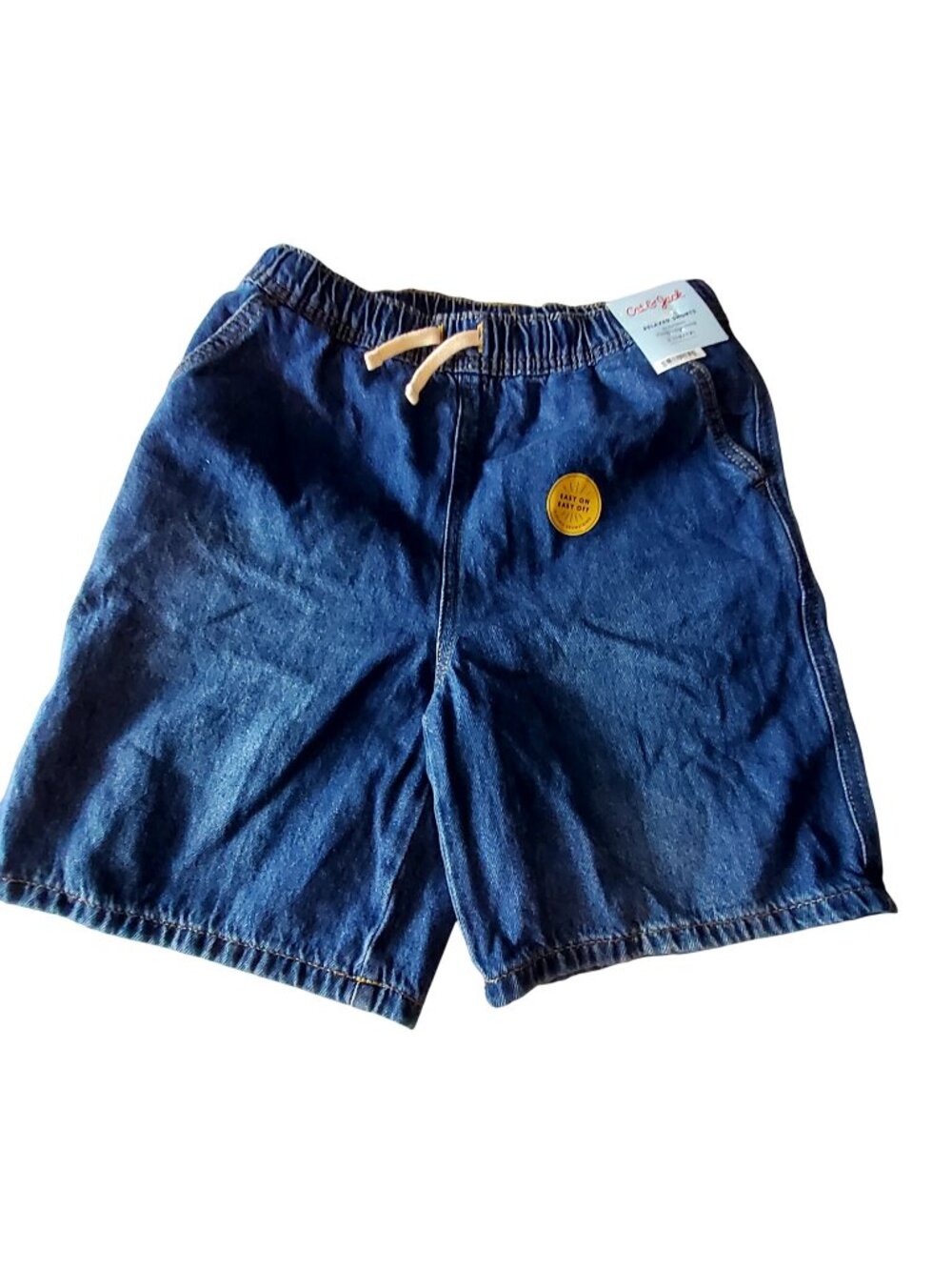 Cat & Jack Kids Denim Relaxed Shorts  L 10/12  Flexible Drawstring Elastic Waist